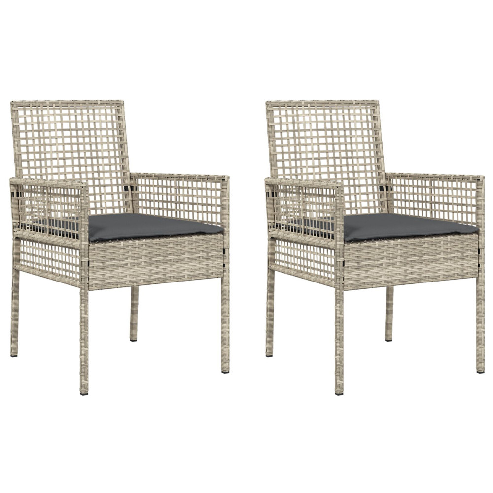 Produktbild för Trädgård Stol 2 pcs Ljusgrå 55 x 53 x 85 cm konstrotting