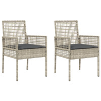 Produktbild för Trädgård Stol 2 pcs Ljusgrå 55 x 53 x 85 cm konstrotting