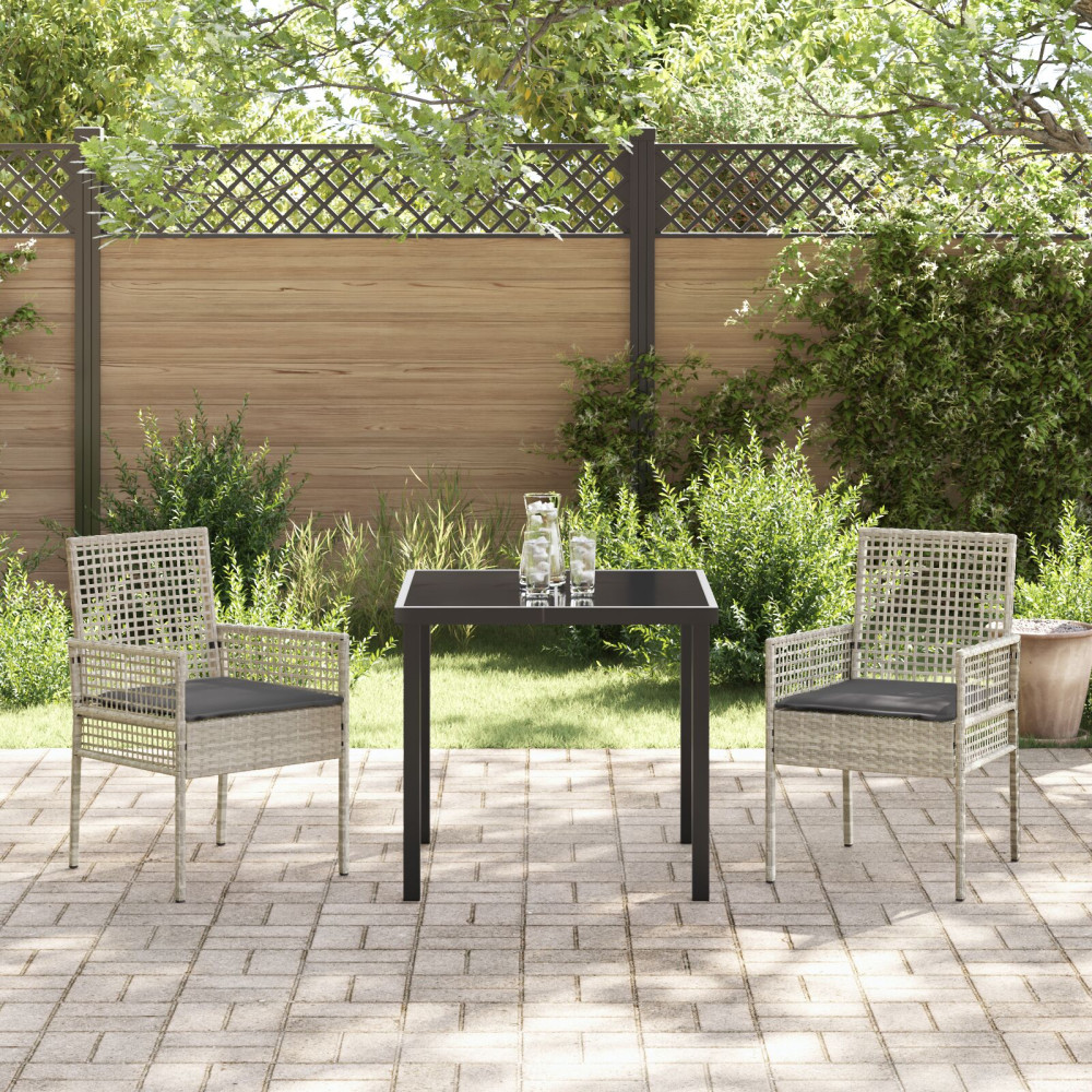 Produktbild för Trädgård Stol 2 pcs Ljusgrå 55 x 53 x 85 cm konstrotting