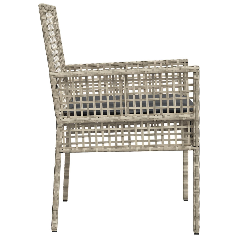 Produktbild för Trädgård Stol 2 pcs Ljusgrå 55 x 53 x 85 cm konstrotting