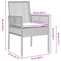 Produktbild för Trädgård Stol 2 pcs Ljusgrå 55 x 53 x 85 cm konstrotting