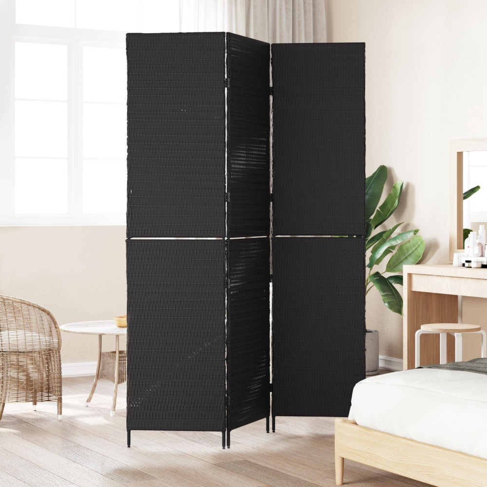 Produktbild för Rumsavskiljare Svart 146 x 180 cm konstrotting