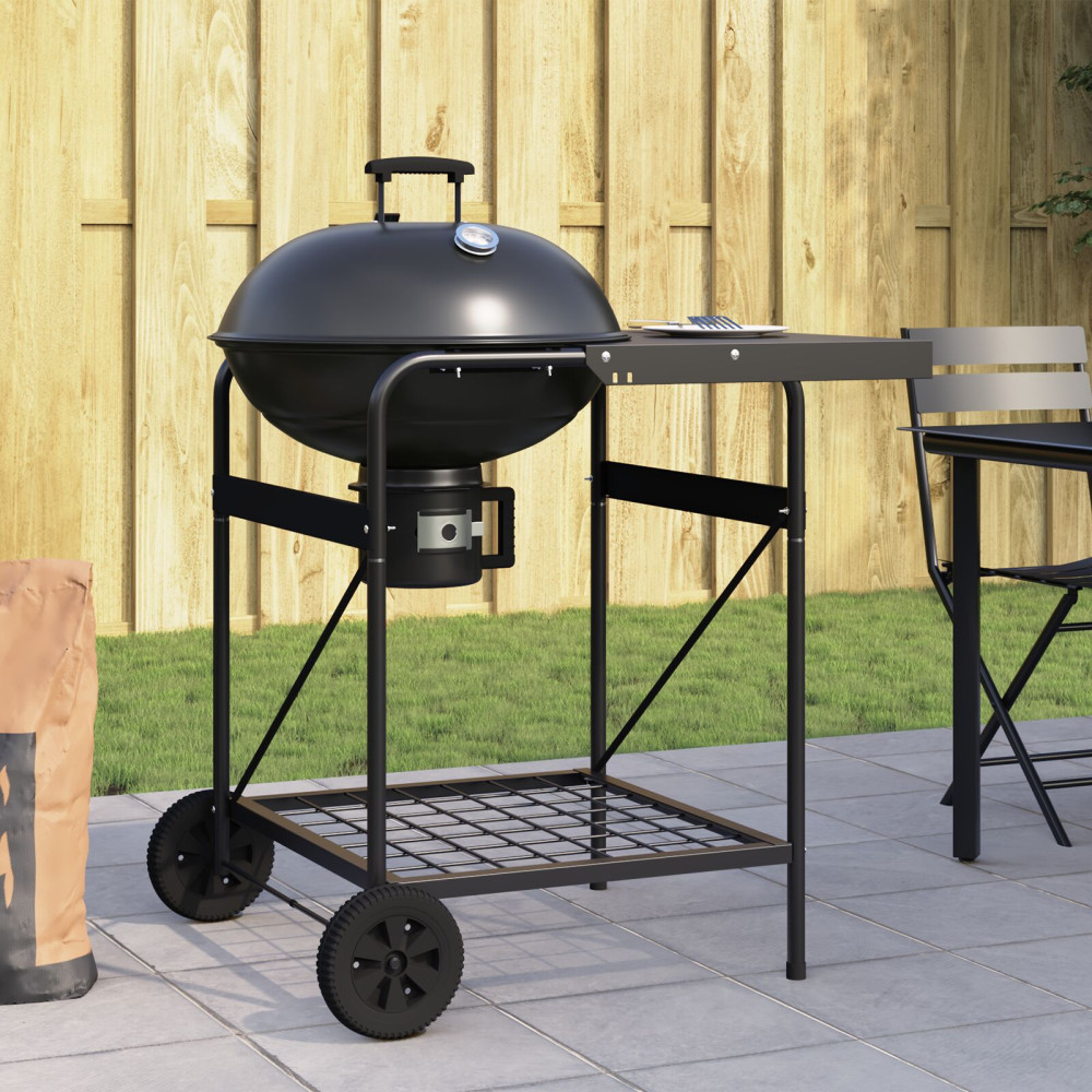 Produktbild för Utomhusgrill med hjul Svart 91 x 71 x 107 cm Metall
