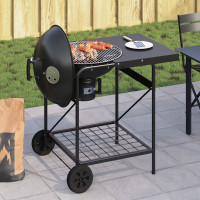 Produktbild för Utomhusgrill med hjul Svart 91 x 71 x 107 cm Metall