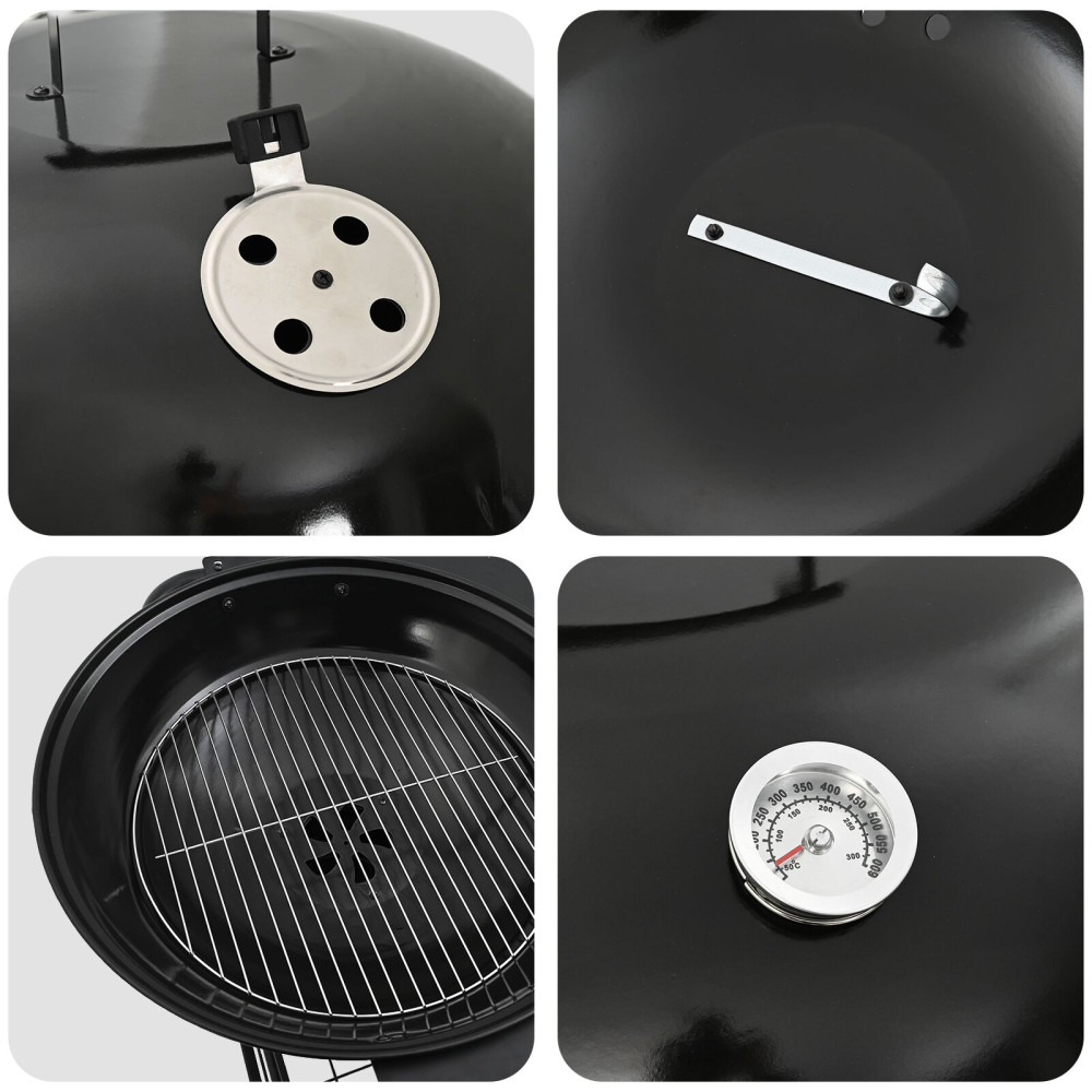 Produktbild för Utomhusgrill med hjul Svart 91 x 71 x 107 cm Metall