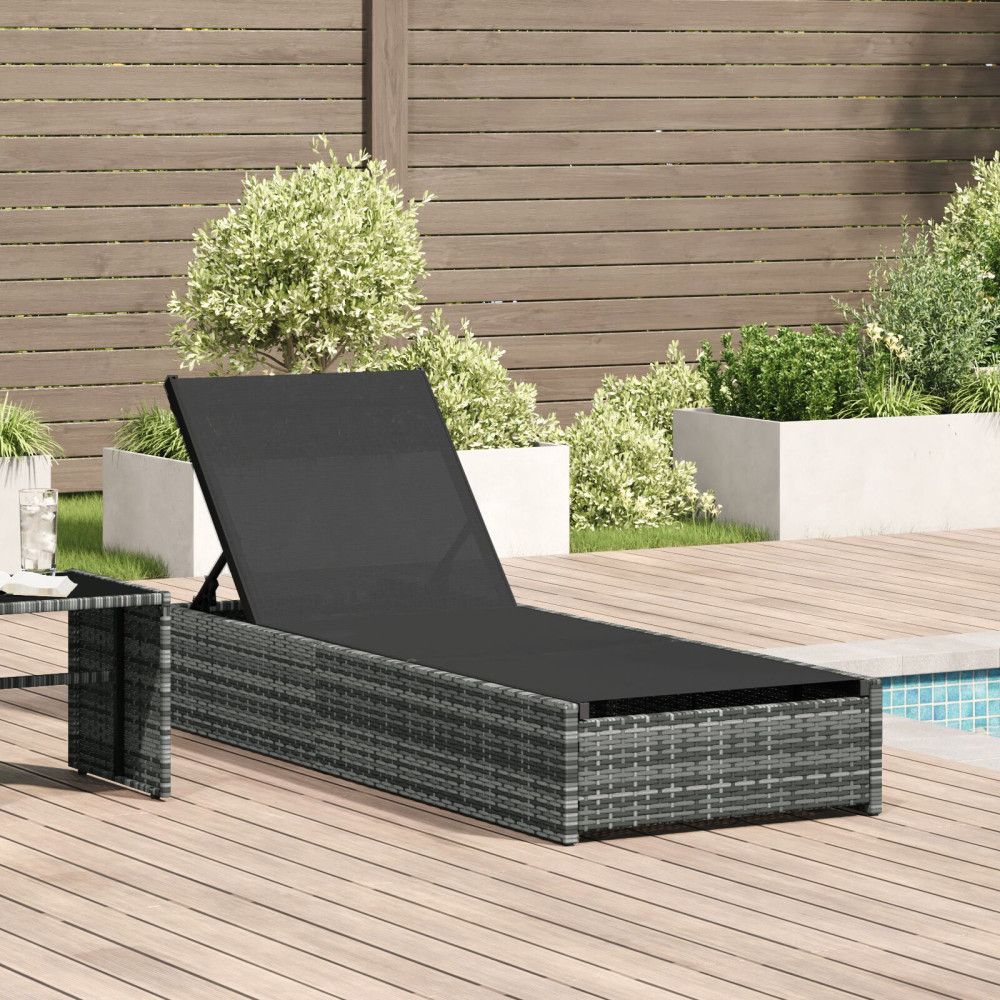 Produktbild för Solstol Reclining Grå 200.5 x 70 x 75 cm konstrotting