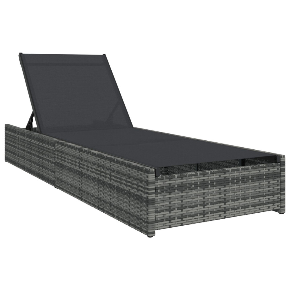 Produktbild för Solstol Reclining Grå 200.5 x 70 x 75 cm konstrotting