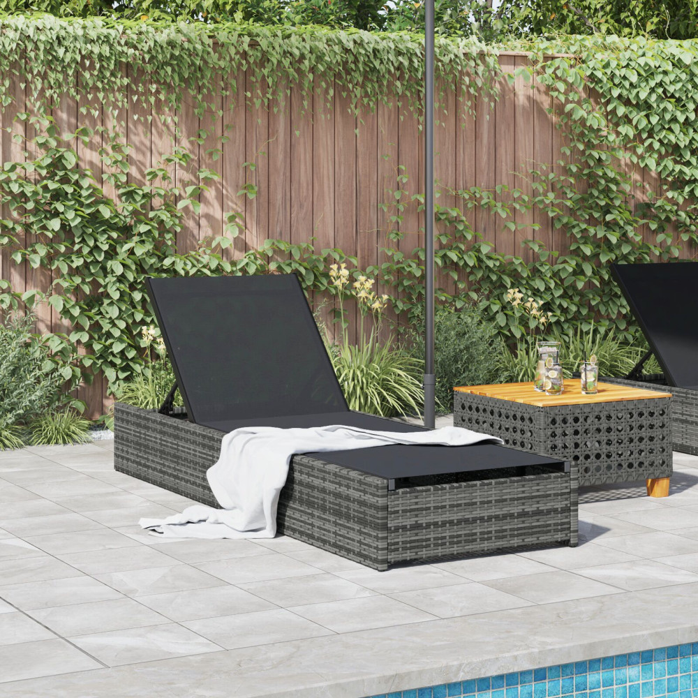 Produktbild för Solstol Reclining Grå 200.5 x 70 x 75 cm konstrotting