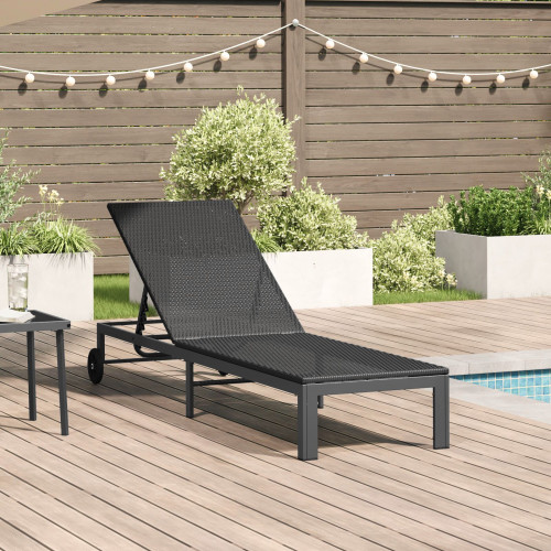 vidaXL Solbädd Svart 206 x 62.5 x 74 cm konstrotting