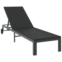 Produktbild för Solbädd Svart 206 x 62.5 x 74 cm konstrotting