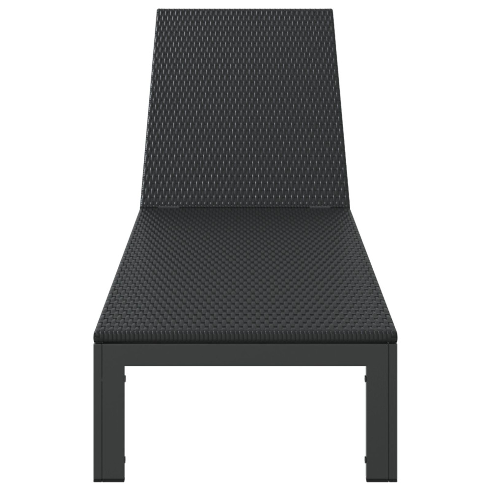 Produktbild för Solbädd Svart 206 x 62.5 x 74 cm konstrotting