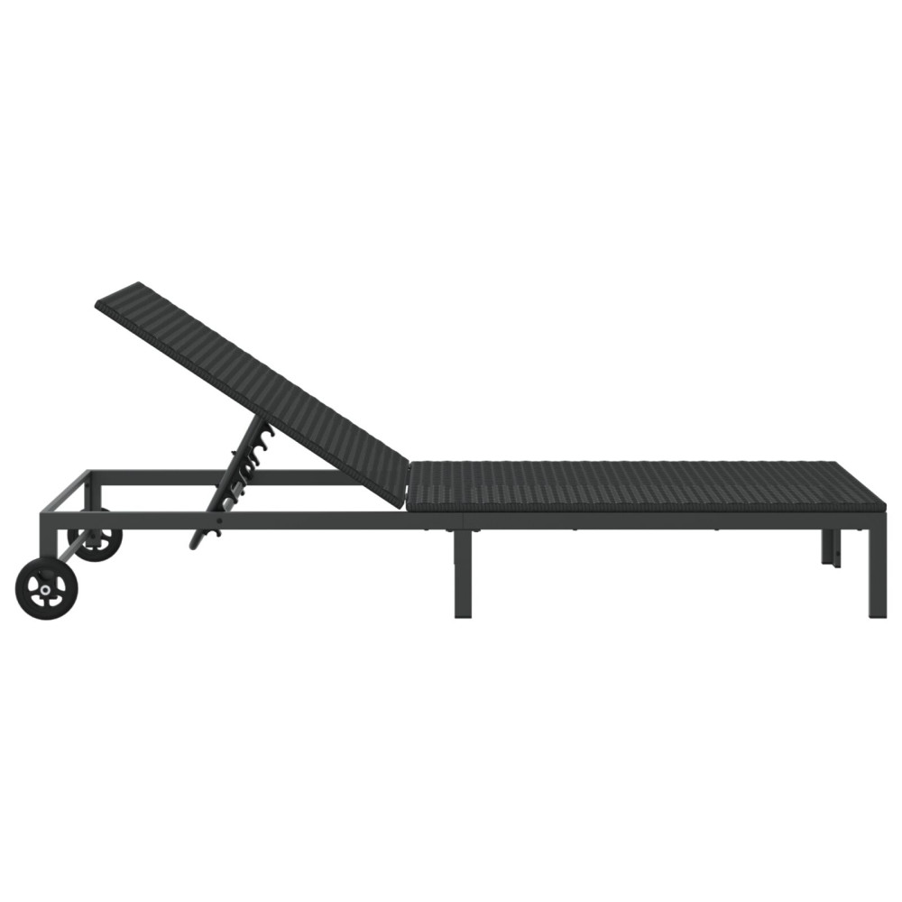 Produktbild för Solbädd Svart 206 x 62.5 x 74 cm konstrotting