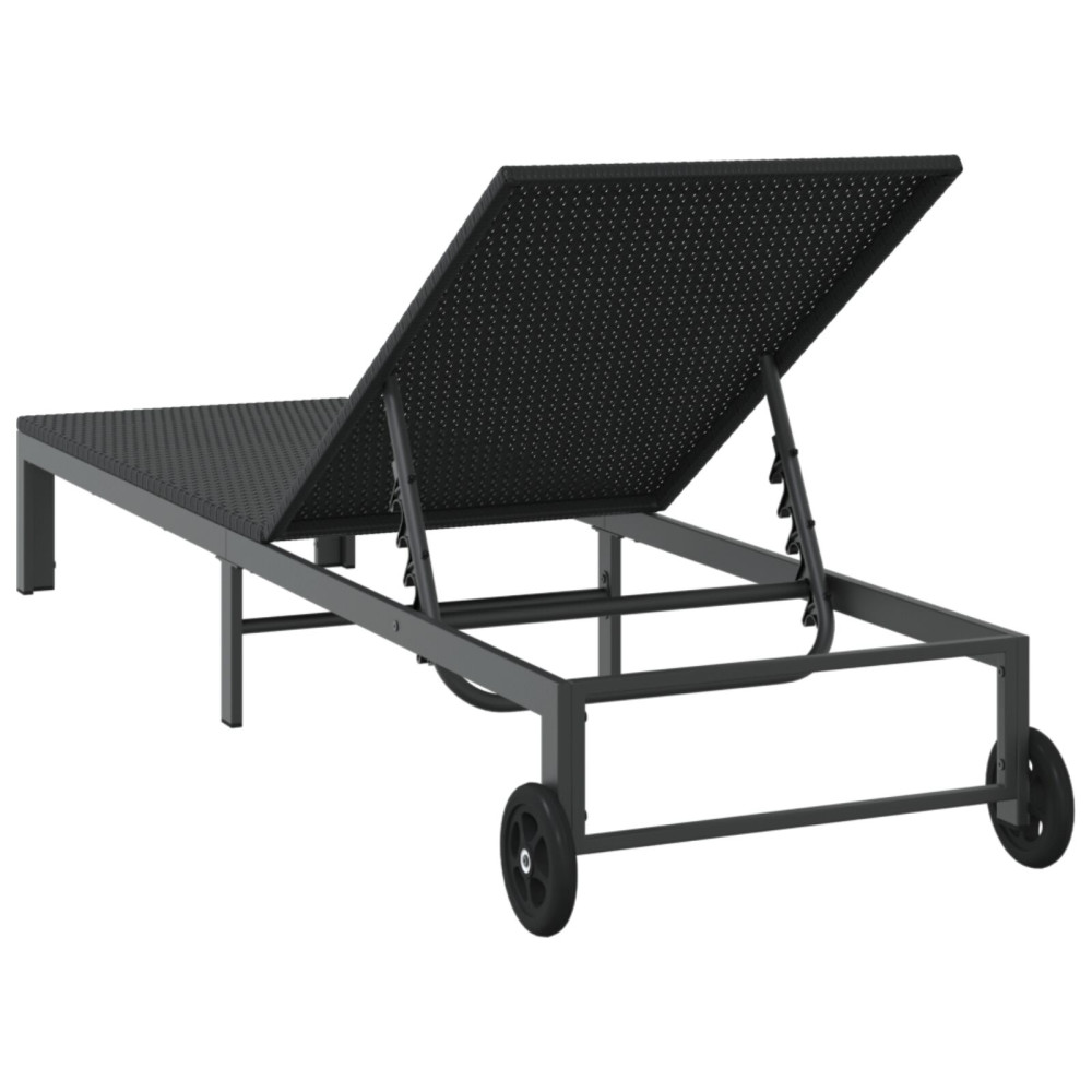 Produktbild för Solbädd Svart 206 x 62.5 x 74 cm konstrotting