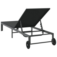 Produktbild för Solbädd Svart 206 x 62.5 x 74 cm konstrotting