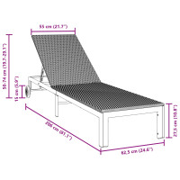 Produktbild för Solbädd Svart 206 x 62.5 x 74 cm konstrotting
