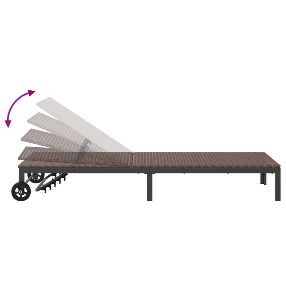 Produktbild för Solbädd Reclining 2-person 3 pcs Brun konstrotting