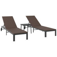 Produktbild för Solbädd Reclining 2-person 3 pcs Brun konstrotting