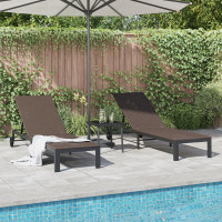 Produktbild för Solbädd Reclining 2-person 3 pcs Brun konstrotting