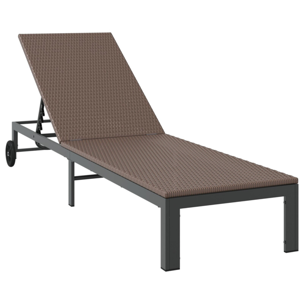Produktbild för Solbädd Reclining 2-person 3 pcs Brun konstrotting