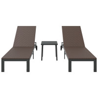 Produktbild för Solbädd Reclining 2-person 3 pcs Brun konstrotting