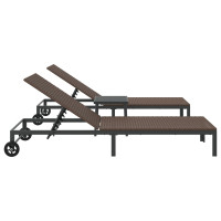 Produktbild för Solbädd Reclining 2-person 3 pcs Brun konstrotting