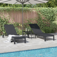 Produktbild för Solbädd Reclining 2-person 3 pcs Svart konstrotting