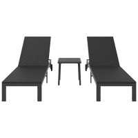 Produktbild för Solbädd Reclining 2-person 3 pcs Svart konstrotting