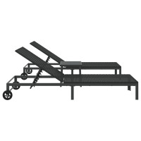 Produktbild för Solbädd Reclining 2-person 3 pcs Svart konstrotting