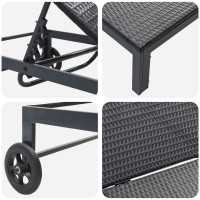 Produktbild för Solbädd Reclining 2-person 3 pcs Svart konstrotting