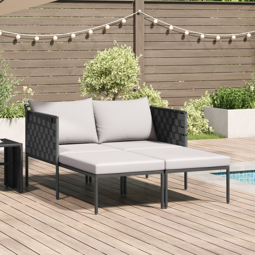Produktbild för Solbädd Antracit 153 x 115 x 69.5 cm Pulverlackerat stål