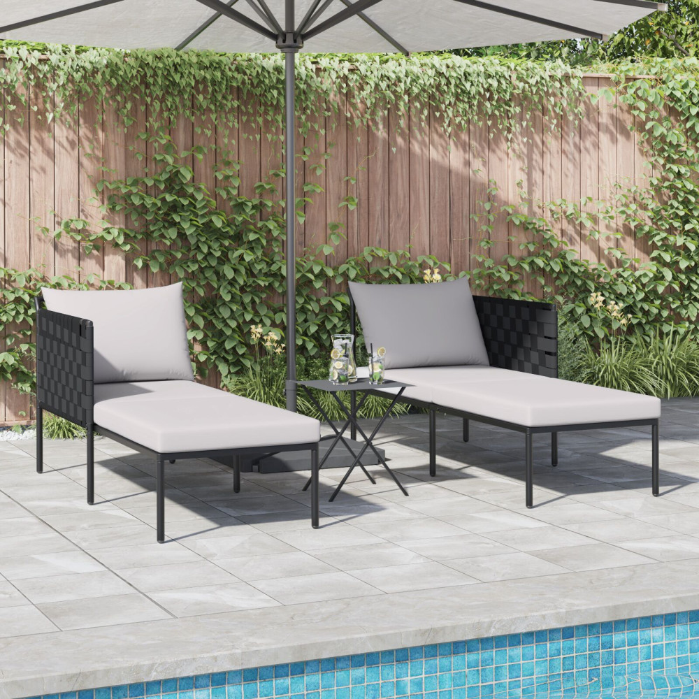 Produktbild för Solbädd Antracit 153 x 115 x 69.5 cm Pulverlackerat stål