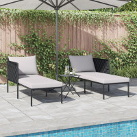 Produktbild för Solbädd Antracit 153 x 115 x 69.5 cm Pulverlackerat stål