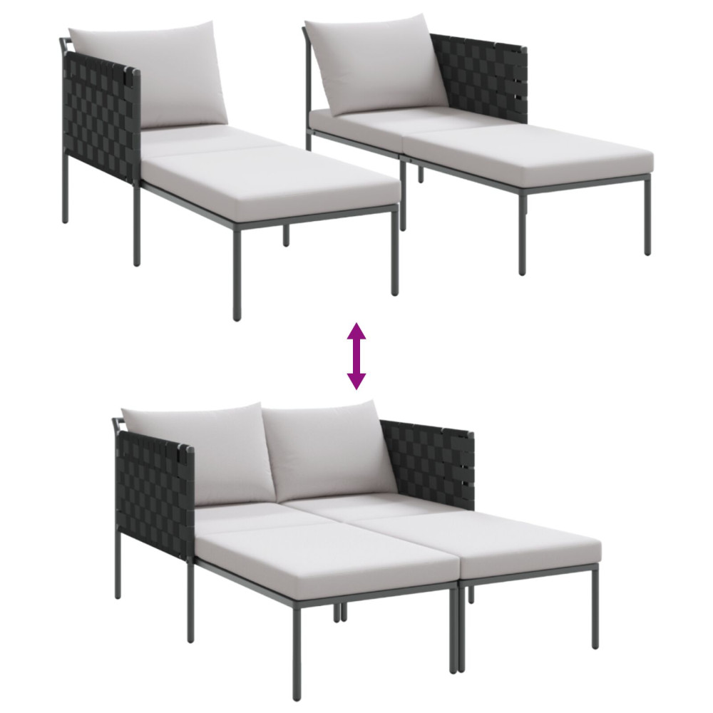 Produktbild för Solbädd Antracit 153 x 115 x 69.5 cm Pulverlackerat stål