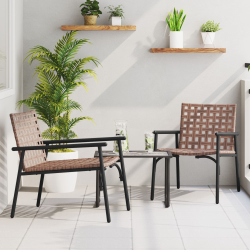 vidaXL Trädgård Stol 2 pcs Brun 78 x 55,5 x 75,5 cm konstrotting