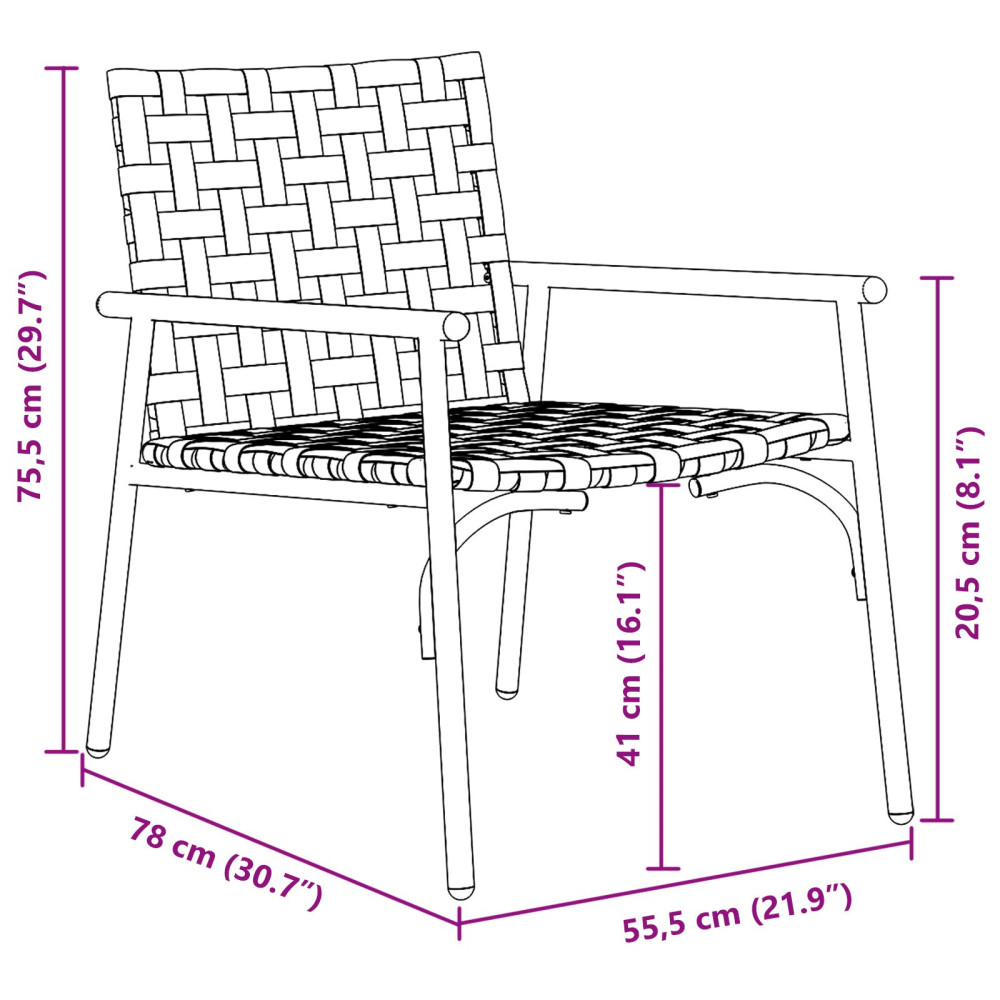 Produktbild för Trädgård Stol 2 pcs Brun 78 x 55,5 x 75,5 cm konstrotting
