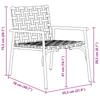 Produktbild för Trädgård Stol 2 pcs Brun 78 x 55,5 x 75,5 cm konstrotting