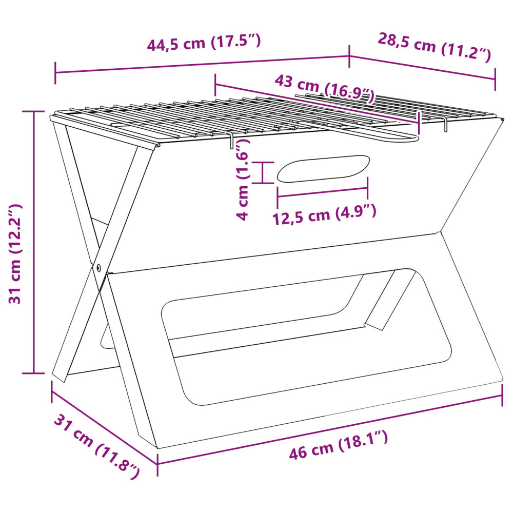 Produktbild för Utomhusgrill Svart 46 x 31 x 31 cm Stål