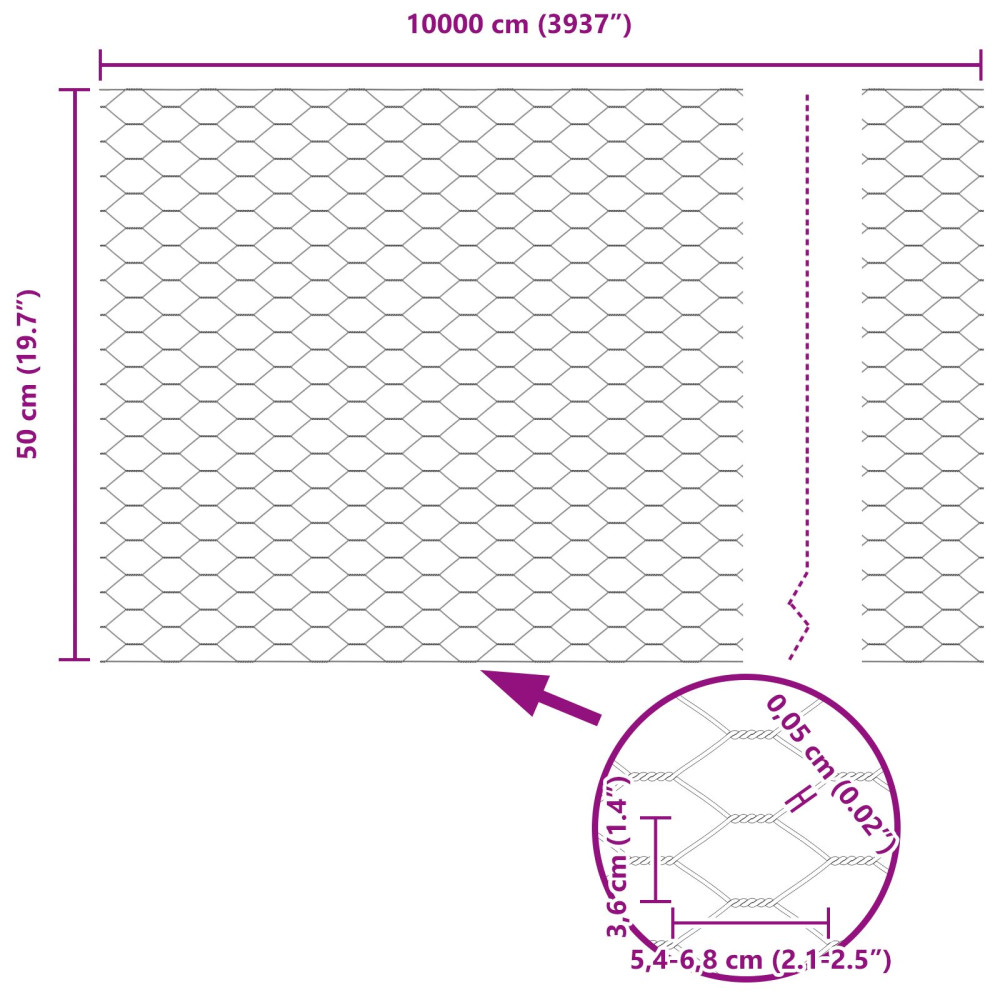 Produktbild för Hexagonstängsel Silver 0,5 x 100 m Galvaniserat stål