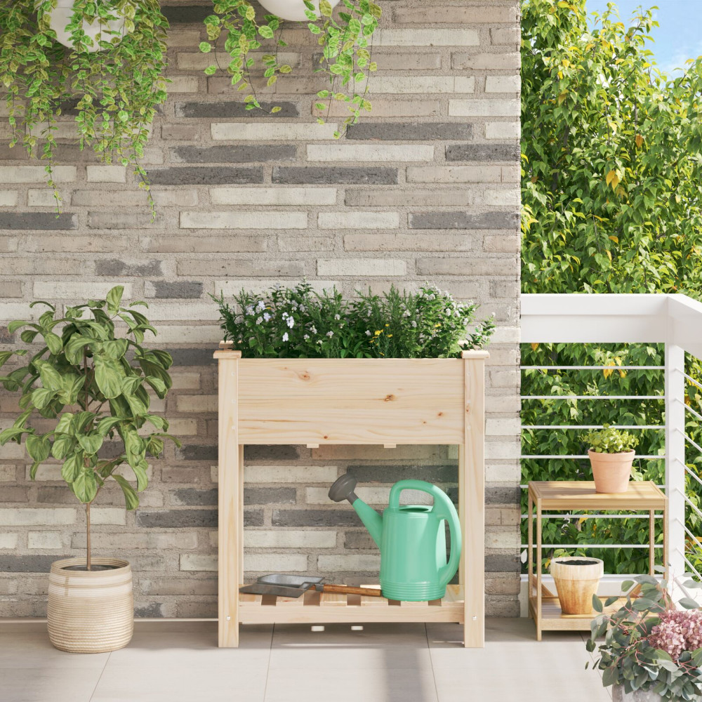 Produktbild för Trädgårdsplanterare Beige 71 x 37 x 76,5 cm Massivt Furu
