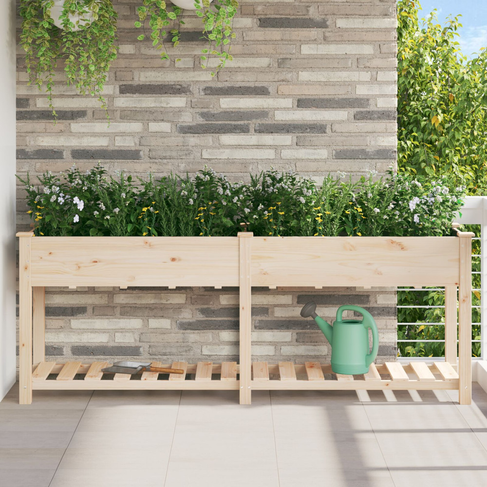Produktbild för Trädgårdsplanterare Beige 203 x 53 x 76,5 cm Massivt Furu