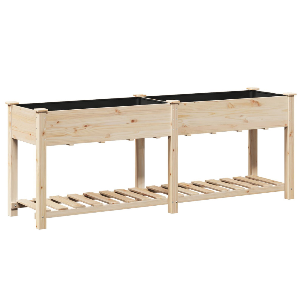 Produktbild för Trädgårdsplanterare Beige 203 x 53 x 76,5 cm Massivt Furu