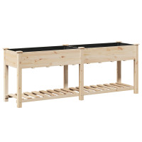 Produktbild för Trädgårdsplanterare Beige 203 x 53 x 76,5 cm Massivt Furu