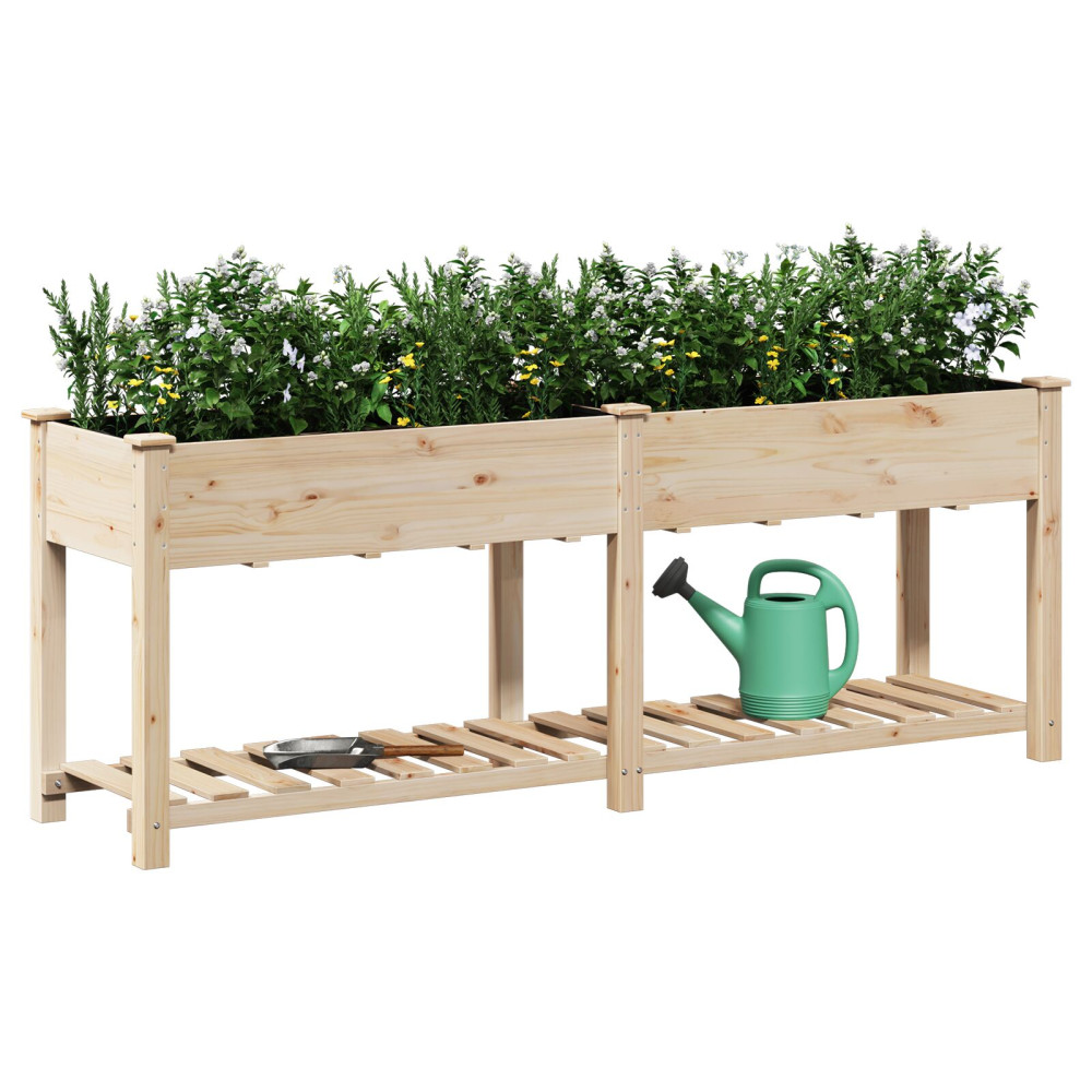 Produktbild för Trädgårdsplanterare Beige 203 x 53 x 76,5 cm Massivt Furu