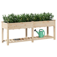 Produktbild för Trädgårdsplanterare Beige 203 x 53 x 76,5 cm Massivt Furu