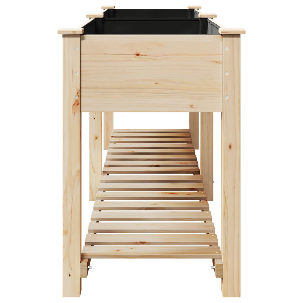 Produktbild för Trädgårdsplanterare Beige 203 x 53 x 76,5 cm Massivt Furu
