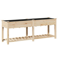 Produktbild för Trädgårdsplanterare Beige 203 x 53 x 76,5 cm Massivt Furu