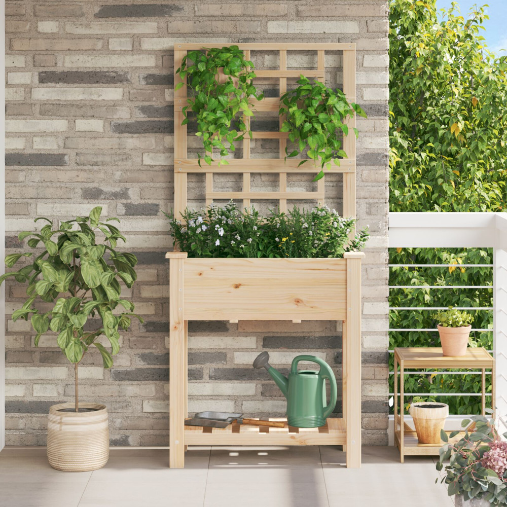 Produktbild för Trädgårdsplanterare Beige 71 x 38 x 152 cm Massivt Furu