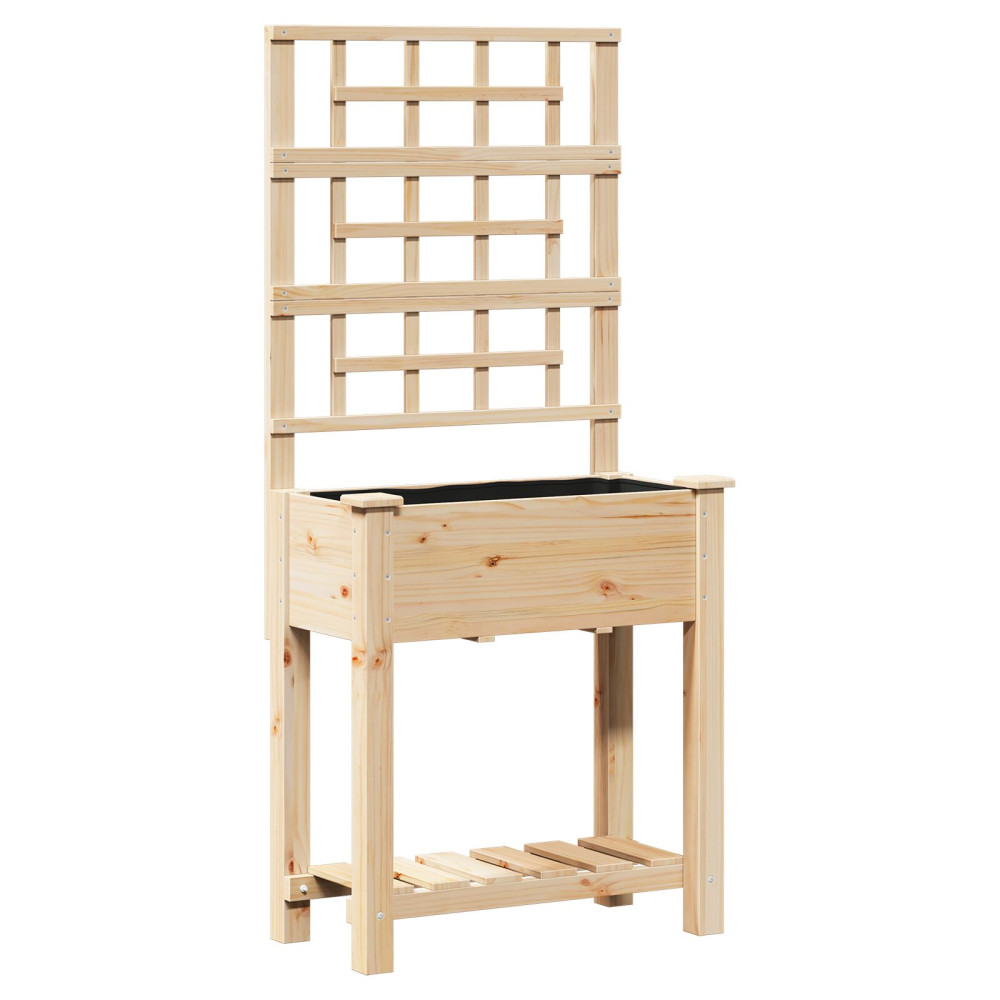 Produktbild för Trädgårdsplanterare Beige 71 x 38 x 152 cm Massivt Furu