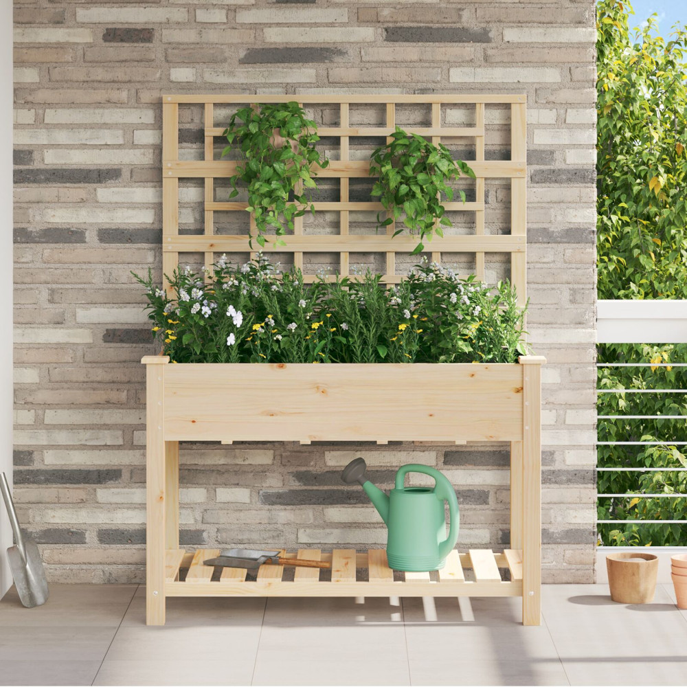Produktbild för Trädgårdsplanterare Beige 115 x 60,5 x 153 cm Massivt Furu