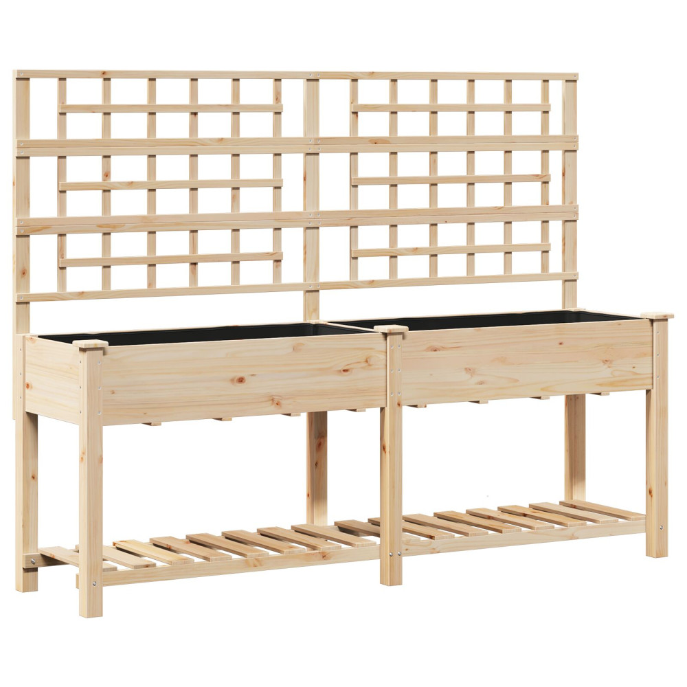 Produktbild för Trädgårdsplanterare Beige 203,5 x 54 x 152,5 cm Massivt Furu